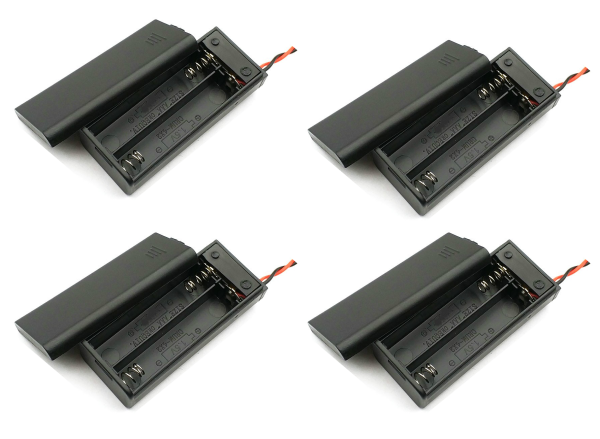 Paquete 4 piezas Porta Pila bateria AAAx2 con Tapa y Switch