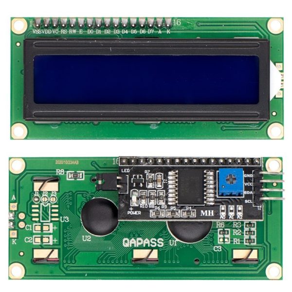 Paquete 3 piezas Display LCD 16x2 Fondo Azul I2C